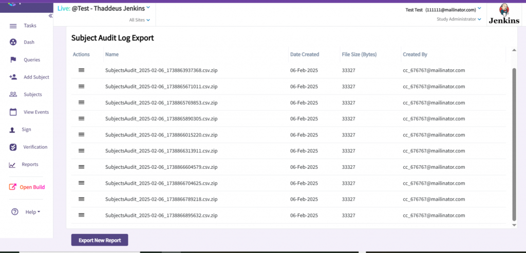 Picture of the Audit Log page