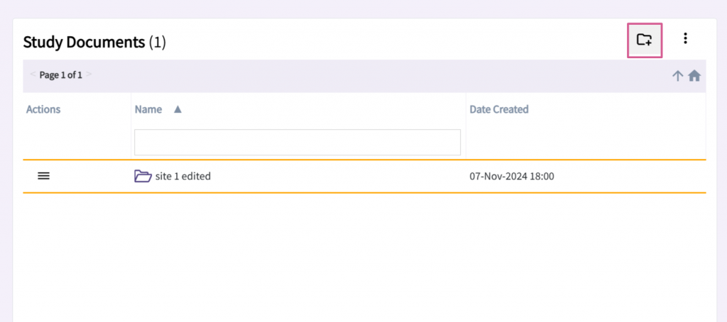Picture of the Study Docs page with the Folder Icon highlighted.