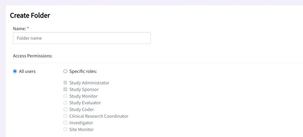 Picture of the Create Folder page.
