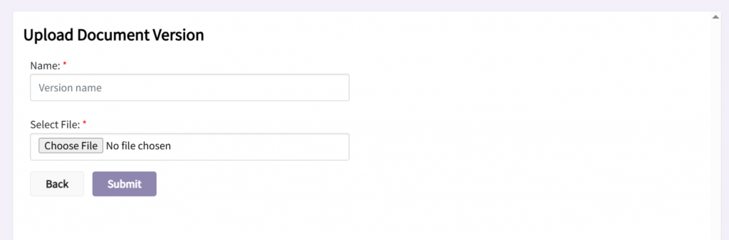 Picture of the Upload File screen